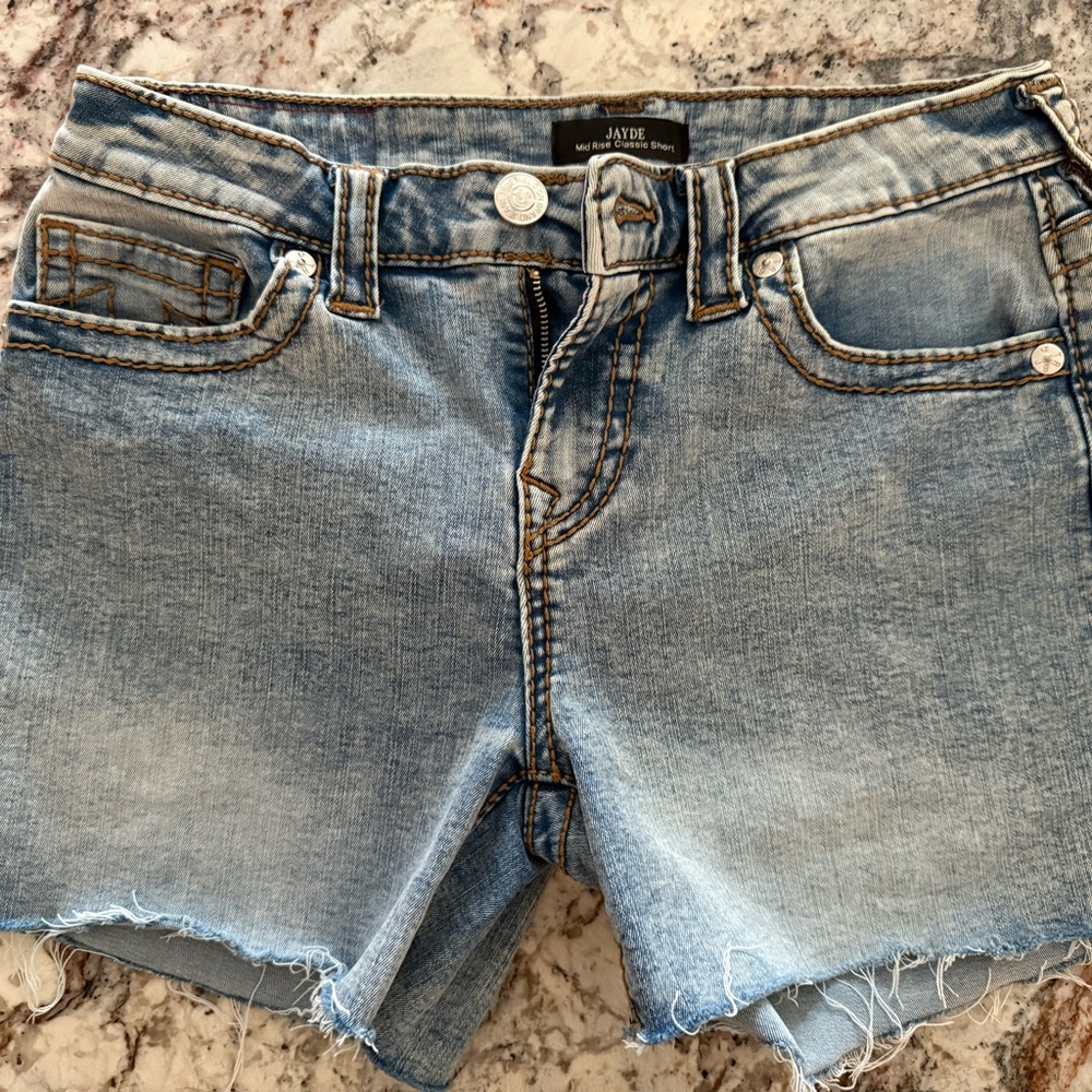 True Religion Jayde Light Blue Denim Shorts 28
